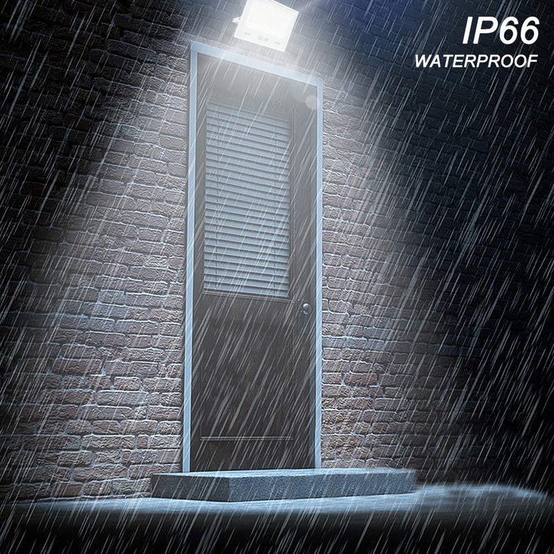 GLW LED Flood Lights 60W 3 Pack, 6000lm Super Bright Floodlight IP66 Waterproof Outdoor Security Work Light with Plug, 6000K Daylight White Light for Garden Backyard Playground Yard Garage - Image 3